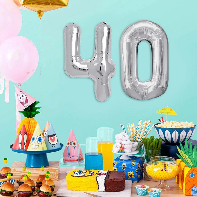 Palloncino gonfiabile 40 anni gigante argento feste di compleanno descorazioni  - Immagine 2 di 3