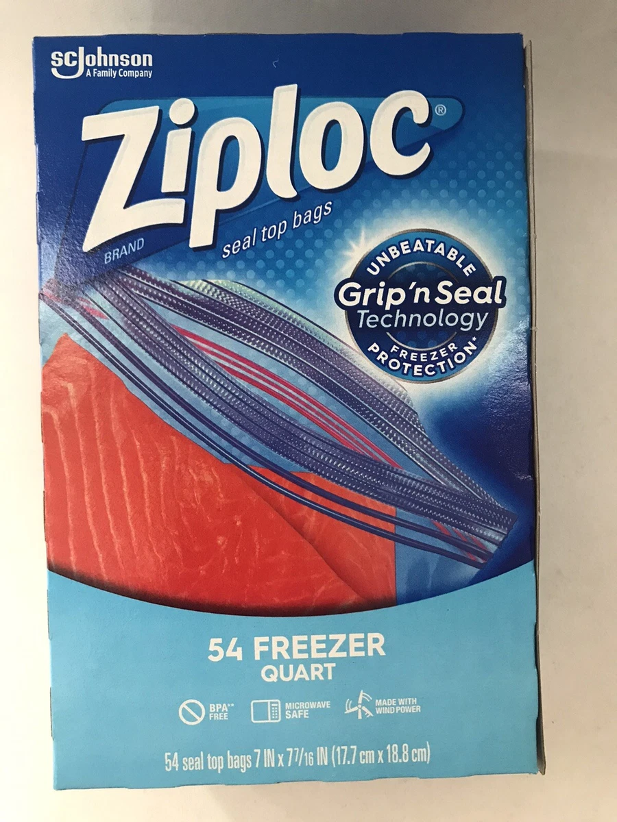 Ziploc bags 54 x Freezer Quart storage ziplock Grip N Seal SC Johnson new