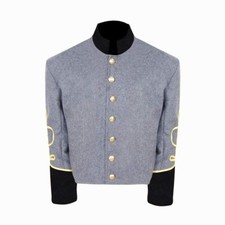 New Officer's Civil War Militia Grey with Black Cuff Wool Coat