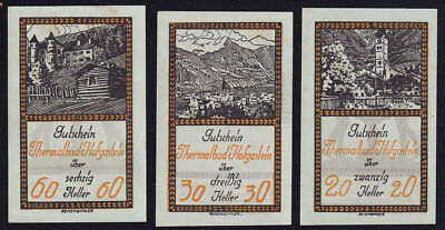 3x Österreich Austria Hofgastein: 20, 30 + 60 Heller 1920 - ocker²