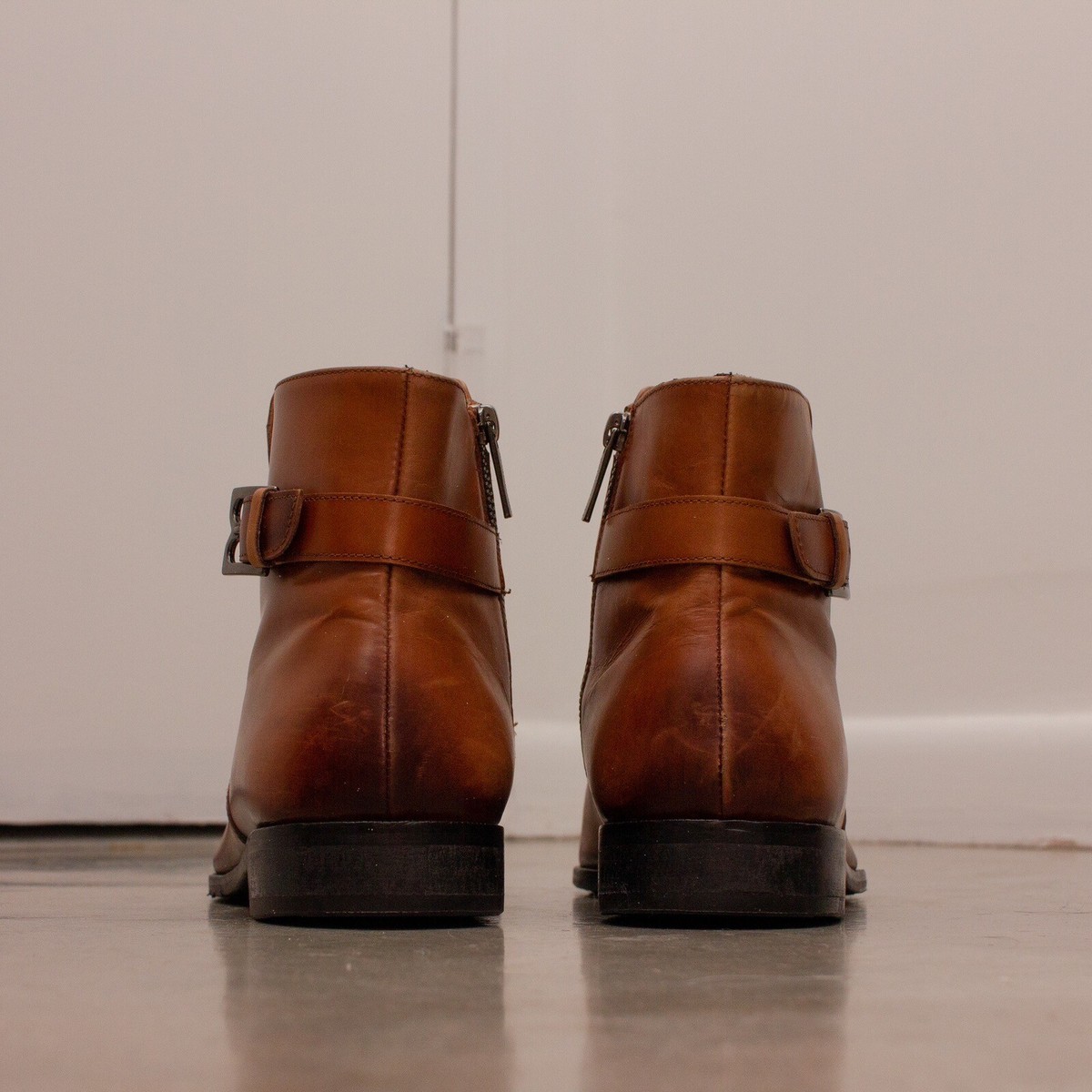 495$ Bruno Magli Angiolini Hand-burnished calfskin Zip Boots  display picture 1