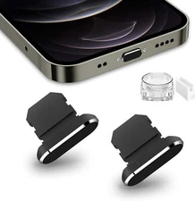 TITACUTE 2 Pack Anti Dust Plugs for iPhone 14 Pro Max 13 11 12 Mini Black 