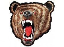 Large BROWN BEAR 10" x 10" iron on back patch 3103 Biker Vest Jacket L28 