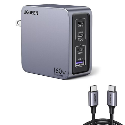 UGREEN Nexode Pro 160W USB C Charger 4-Port PD 3.1 GaN Compact Fast PPS Wall