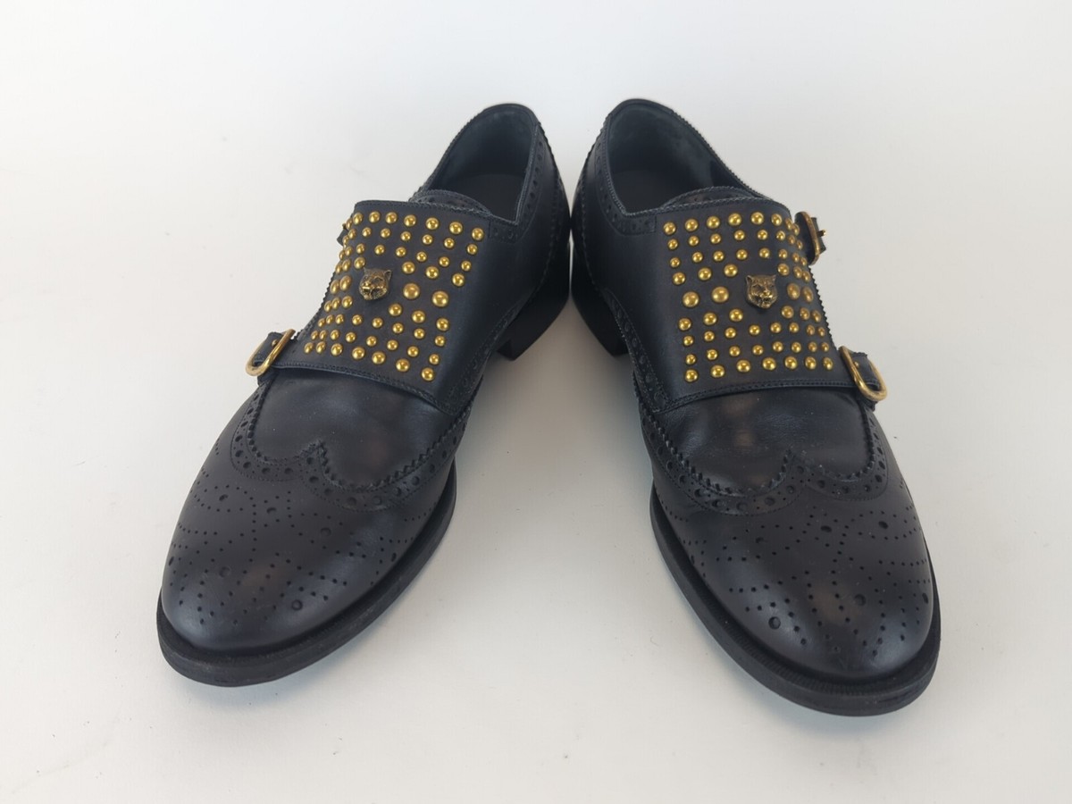 Gucci Studded w/ Wild Cat Monk Strap Wingtip Men