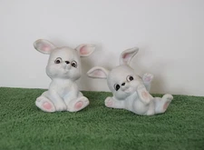 HOMCO White Playful  Rabbit Figurines #1458 - In excellent condition.