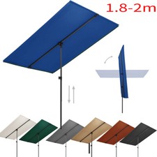 1.8-2m Sonnenschirm Rechteckig Strandschirm Balkonschirm mit Metall Mast neigbar