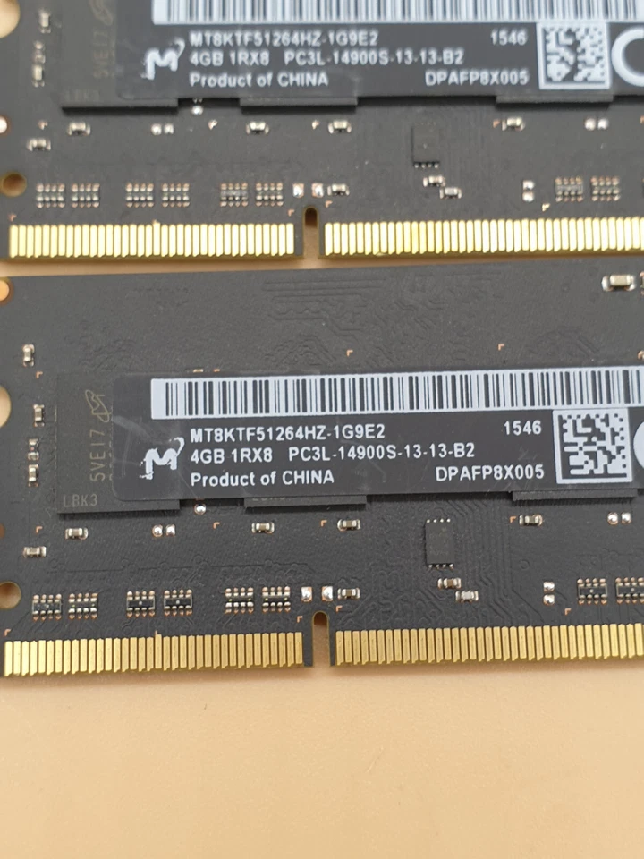 Micron MT8KTF51264HZ-1G9E2 4GB 1Rx8 1.35V 204-Pin SODIMM X2 IMAC RAM SL12 - Image 2 of 4