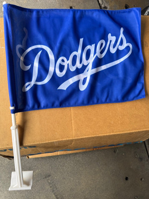 MLB Los Angeles Dodgers Car Auto Flag Banner and Pole 2 Sided. New.