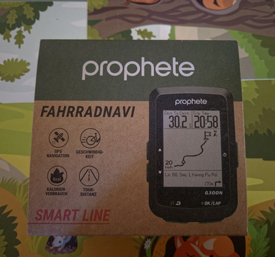 Prophete Smart Line GPS Fahrradnavi IPX6 beleuchtetes Display schwarz Set