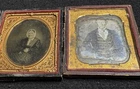 Antique Daguerreotype Ambrotype Portrait Lot 2 Civil War Era Cases Man Woman