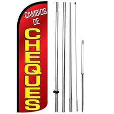 CAMBIOS DE CHEQUES - Windless Swooper Flag Feather Banner Sign Kit 15 ft Tall...
