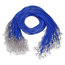 100 Pack 18" Waxed Necklace Cord, 1.5mm Bracelet Cord with Lobster Clasp Blue 