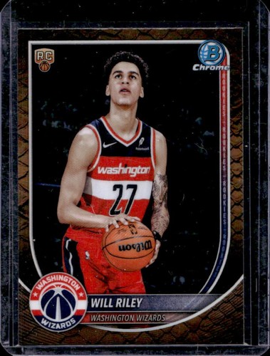 2025-26 Bowman Will Riley Chrome RC Reptilian Refractor Rookie #BCV-21 Wizards
