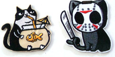 NEW Lot of 2 Cat Themed Iron On/Sew-On Patch Naughty Black Kittens Collectibles