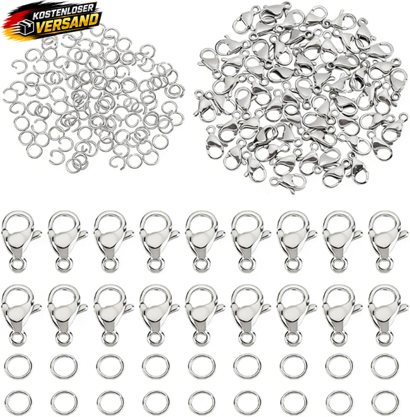 Pandahall 120 StüCk 4Mm 304 Edelstahl Biegeringe Mit 60 StüCk KarabinerverschlüS-image