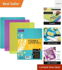 Flexible Cutting Mats Set of 3 - BPA-Free Plastic Color-Coded Kitchen Choppin...