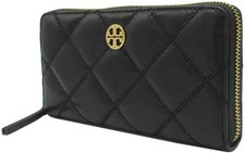 Tory Burch Black Willa Quilted Zip Around Continental Wallet Bag TB-124