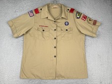 Boy Scouts of America Shirt Adult 38-40 Beige Official Blouse Button Up Poly