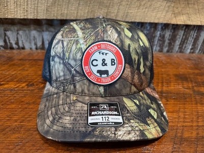 New C&B Farm + Outdoors Richardson 112 Mossy Oak Country DNA Black Cap Hat Red