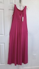 Tahari Sleeveless Maxi Dress Women’s Size M Pink V-Neck Elastic Stretch NWT
