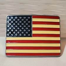 Vintage USA Belt Buckle Patriotic Military Collector American Flag Metal