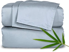 California King Sheets by Pure Bamboo, Genuine King, Sterling Blue