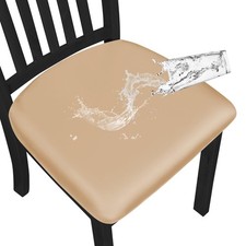 Waterproof PU Leather Seat Covers for Dining Room Chairs Set of 4, Stretch Fi...