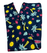 LuLaRoe Leggings TC2 Tall Curvy 2 Animal Tropical FLAMINGO Island Fun Palm Shell