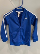 Adidas 3 Stripe Trefoil Youth Warm Up Track Jacket Blue Size 8-10, EUC