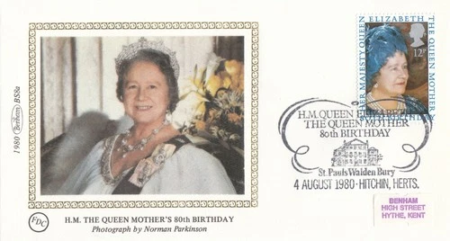 Queen Mother GB Benham FDCSt Pauls Walden Bury 1980 (134456)