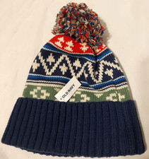NEW Old Navy Womens Blue Knit Winter Hat Pom Rainbow Beanie Size S-M