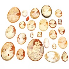 Victorian Hand Carved Relief Shell Portrait Cameo Brooch Lot of 25 #M1369-3