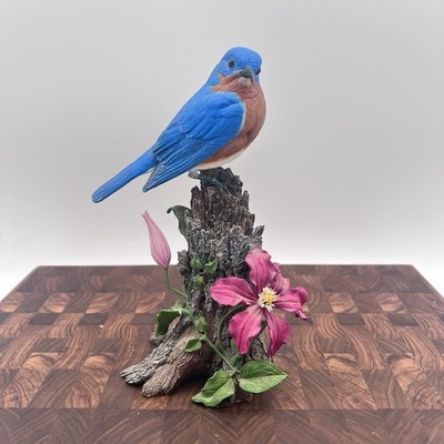 The Danbury Mint Collection Spring Welcome Bluebird Flowers Figurine Bob Guge