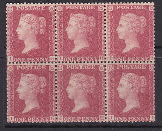 Great Britain 1856 58 1d Rose Red Die II Perf 14 SG 39 Block of 6 Mint Cat £240