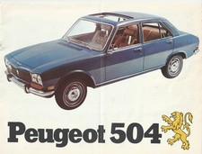 Brochure vintage Peugeot 504 berline et break couleur US Market 1971