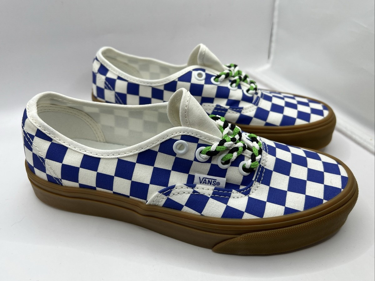 Vans Authentic Checkerboard Blue White Gum Sole Men's Shoes Size
