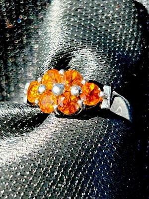 Ring Sterlingsilber mit gelbem Edelstein Größe 8 Vintage