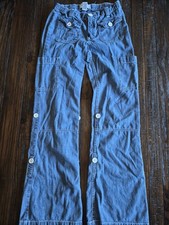 Vintage Gap Cargo Denim Jeans Adjustable Waist Pockets Buttons Size 14