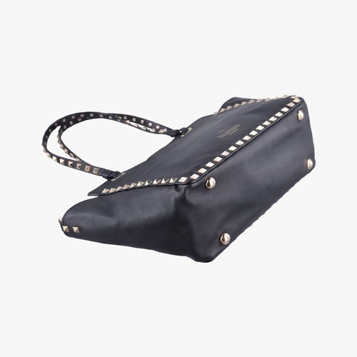 Valentino Rockstud Black Leather Shoulder Bag Handbag Women's Authentic w/Strap