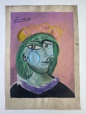 Pablo Picasso COA Art Painting Original Drawing Vintage Paper Signed