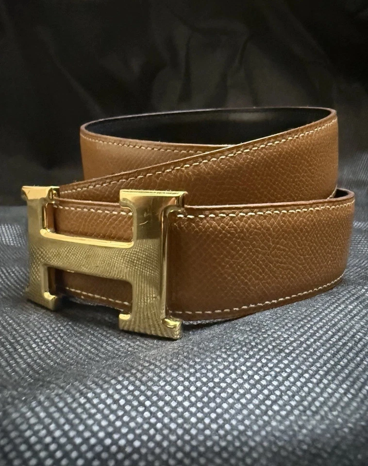 Auténtico Cinturón Hermes Constance H Reversible Marrón Negro Dorado Hebilla Talla 80 - Imagen 1 de 4