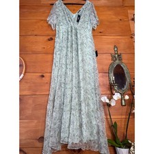 NWT Lulus Dreamiest Desires Sage Green Floral Flutter Sleeve Maxi Dress Size 3X