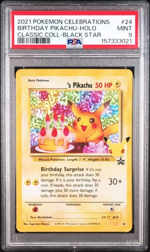 2021 Pokemon Celebrations Birthday Pikachu Holo 24 PSA 9 Mint