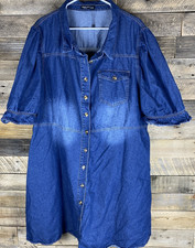 Shein Fit Womens Plus Sz 24/26 Short Sleeve Blue Denim Dress