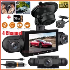 4 Channel Dash Cam 1080P HD Driving Recorder G-Sensor Car Front+Rear Camera+32GB