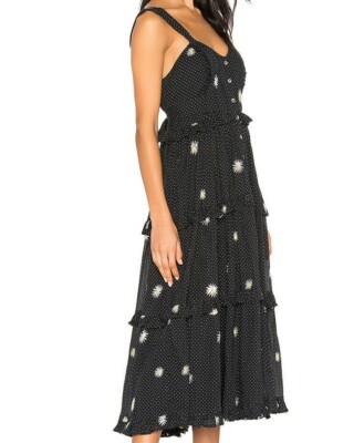 $168 NWT FREE PEOPLE SzS DAISY CHAIN EMBROIDERY FLORAL A-LINE MIDI