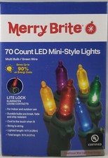 Merry Brite 70 Count LED Mini-Style Light Multicolor Bulb / Green Wire 15ft