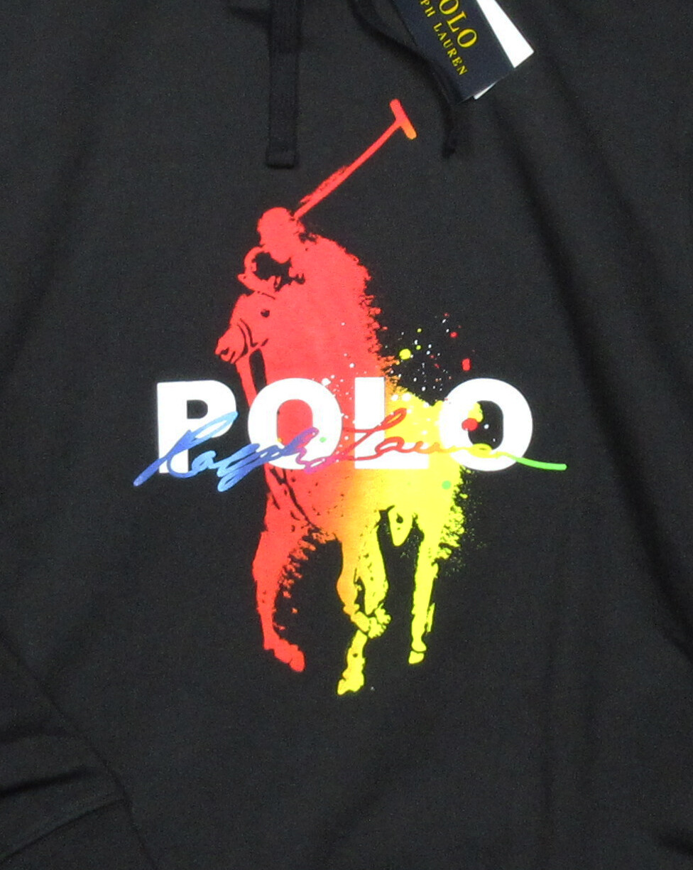 Polo Ralph Lauren uomo nera tie dye pony player logo pile pullover felpa con cappuccio