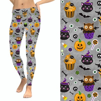Halloween Black Cat Candy Corn Women's Leggings w/ Pocket TC2 Ex Plus Size 20-24